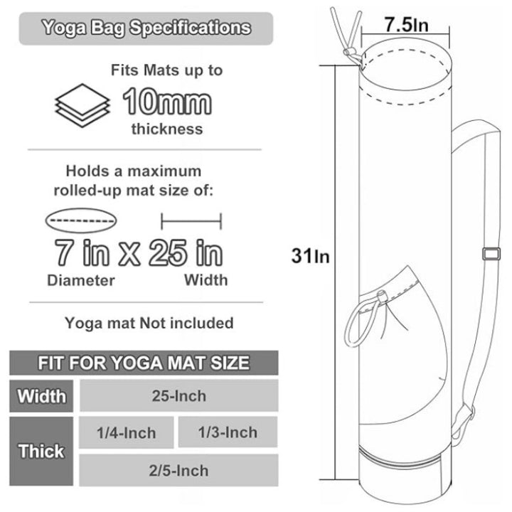 Translation missing: en.Pink Professional Yoga Mat Carrying Bag - 31 Inch Large Capacity Fitness Storage Pouch with Adjustable Shoulder Strap and Accessory Pocket - Fits Mats up to 10mm Thickness