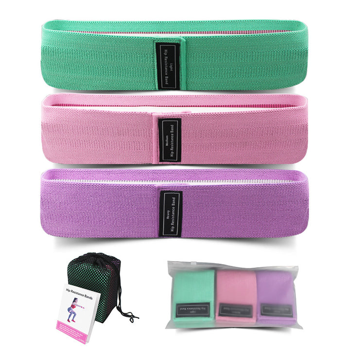Translation missing: en.Green-Pink-Purple Fabric Resistance Bands Set - 3 Levels Non-Slip Hip Bands for Strength Training