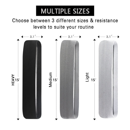 Translation missing: en.Grey Colour Scheme Fabric Resistance Bands Set - 3 Levels Non-Slip Hip Bands for Strength Training