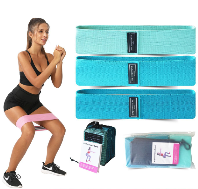 Translation missing: en.Blue Colour Scheme Fabric Resistance Bands Set - 3 Levels Non-Slip Hip Bands for Strength Training