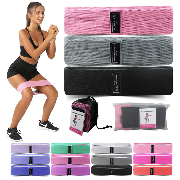 Translation missing: en.Blue Colour Scheme Fabric Resistance Bands Set - 3 Levels Non-Slip Hip Bands for Strength Training