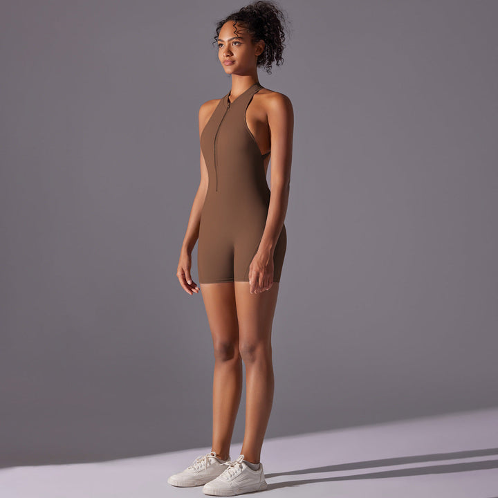 Translation missing: en.Size L Brown High-Impact Seamless Bodysuit - Nude Feel Yoga &amp; Fitness Romper