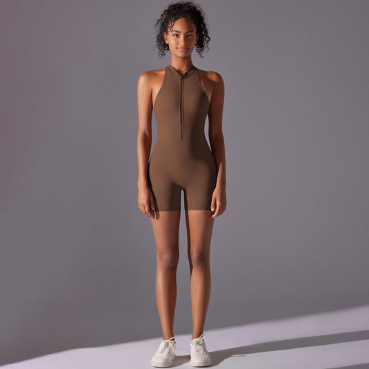 Translation missing: en.Size M Brown High-Impact Seamless Bodysuit - Nude Feel Yoga &amp; Fitness Romper