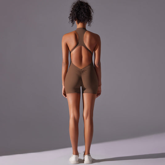 Translation missing: en.Size M Brown High-Impact Seamless Bodysuit - Nude Feel Yoga &amp; Fitness Romper
