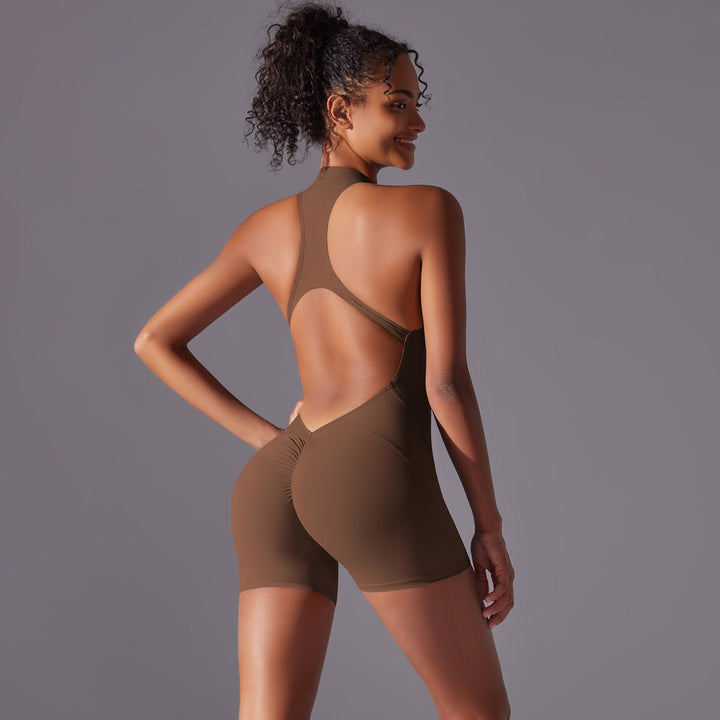 Translation missing: en.Size S Brown High-Impact Seamless Bodysuit - Nude Feel Yoga &amp; Fitness Romper