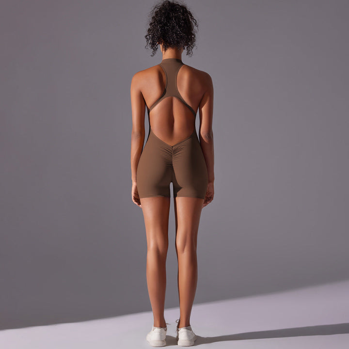 Translation missing: en.Size S Brown High-Impact Seamless Bodysuit - Nude Feel Yoga &amp; Fitness Romper