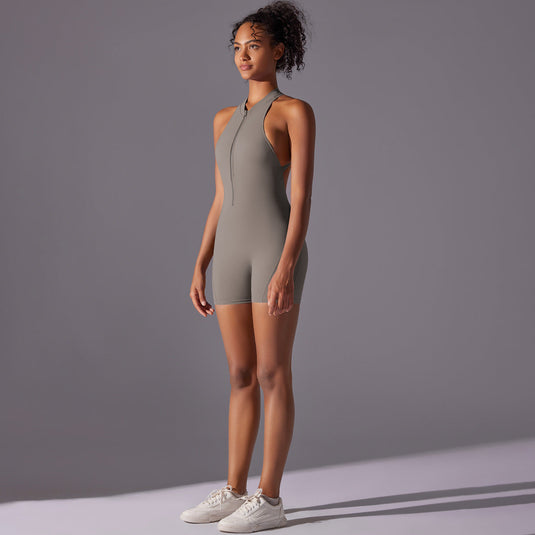 Translation missing: en.Size M Grey High-Impact Seamless Bodysuit - Nude Feel Yoga &amp; Fitness Romper
