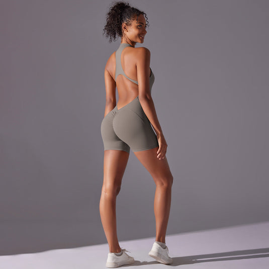 Translation missing: en.Size L Grey High-Impact Seamless Bodysuit - Nude Feel Yoga &amp; Fitness Romper