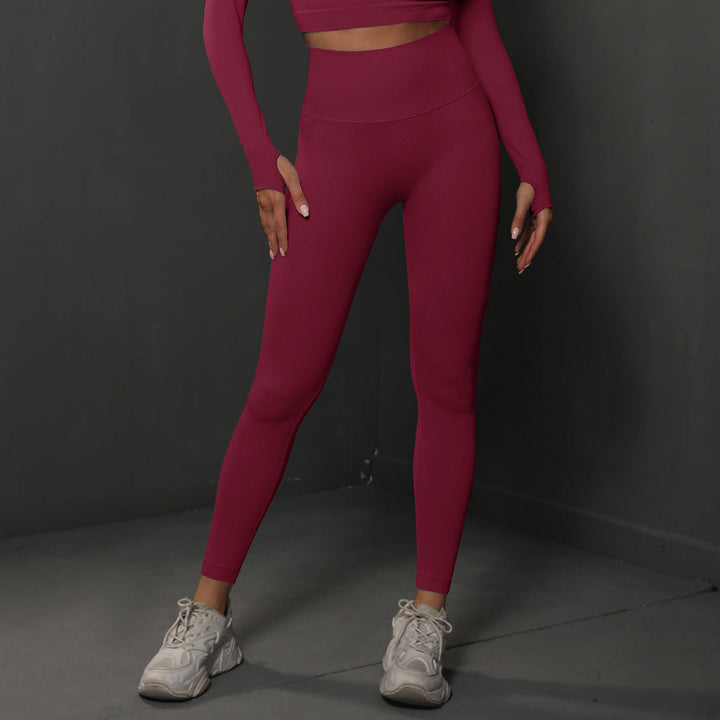Translation missing: en.Size M Claret Red Seamless High-Waisted Yoga Pants for Women - Lift Workout Leggings for Running, Gym, and Fitness