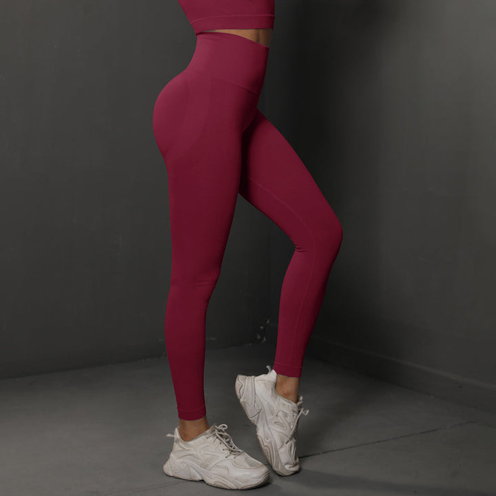 Translation missing: en.Size M Claret Red Seamless High-Waisted Yoga Pants for Women - Lift Workout Leggings for Running, Gym, and Fitness