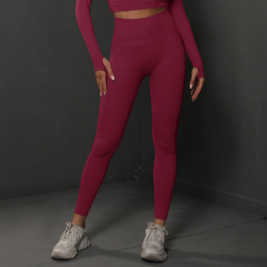 Translation missing: en.Size S Claret Red Seamless High-Waisted Yoga Pants for Women - Lift Workout Leggings for Running, Gym, and Fitness