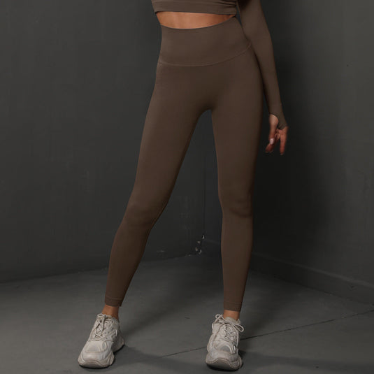 Translation missing: en.Size M Brown Seamless High-Waisted Yoga Pants for Women - Lift Workout Leggings for Running, Gym, and Fitness