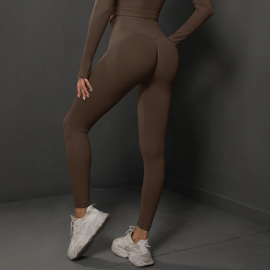 Translation missing: en.Size L Brown Seamless High-Waisted Yoga Pants for Women - Lift Workout Leggings for Running, Gym, and Fitness