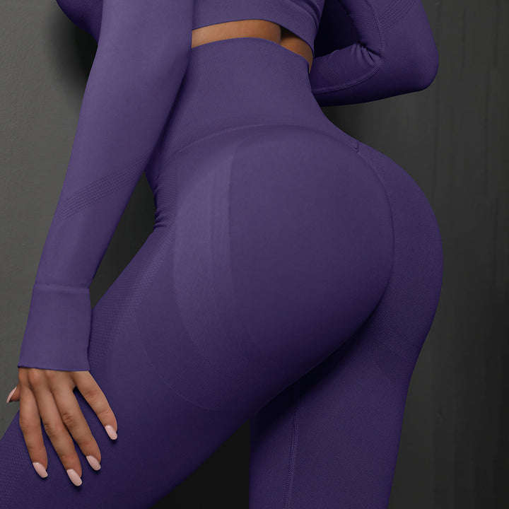 Translation missing: en.Size M Dark Purple Seamless High-Waisted Yoga Pants for Women - Lift Workout Leggings for Running, Gym, and Fitness