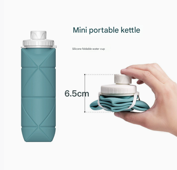 Translation missing: en.Blue-green Portable Silicone Collapsible Water Bottle - Foldable Sports Cup for Cycling and Outdoor Fitness