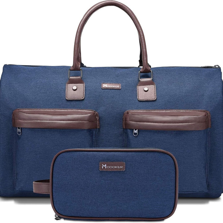 Translation missing: en.Dark Blue 45L Garment Duffel Bag - Men's Travel Suit Bag - Carry On Weekender