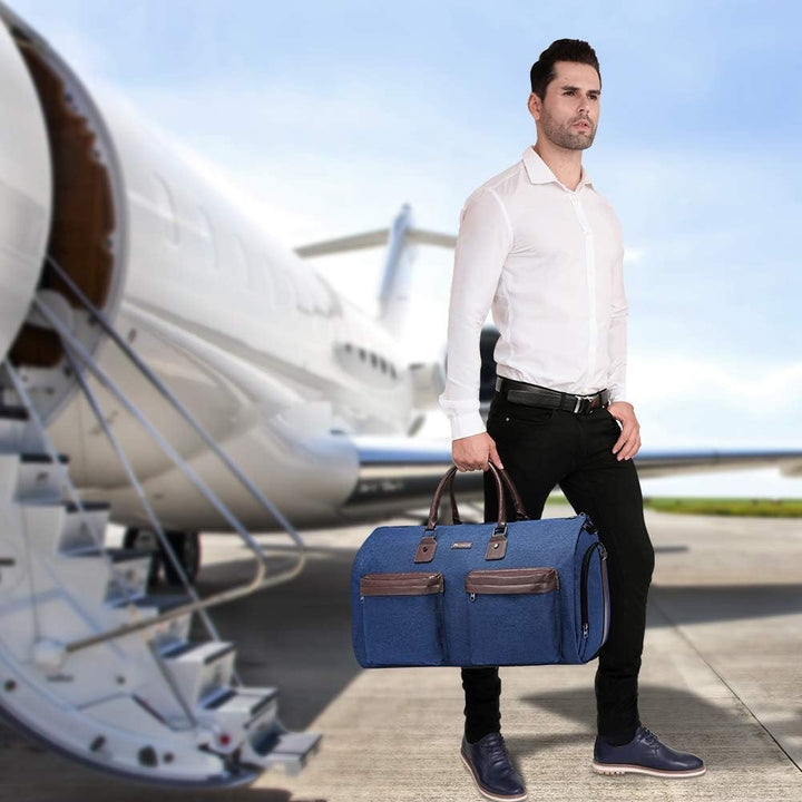 Translation missing: en.Dark Blue 45L Garment Duffel Bag - Men's Travel Suit Bag - Carry On Weekender