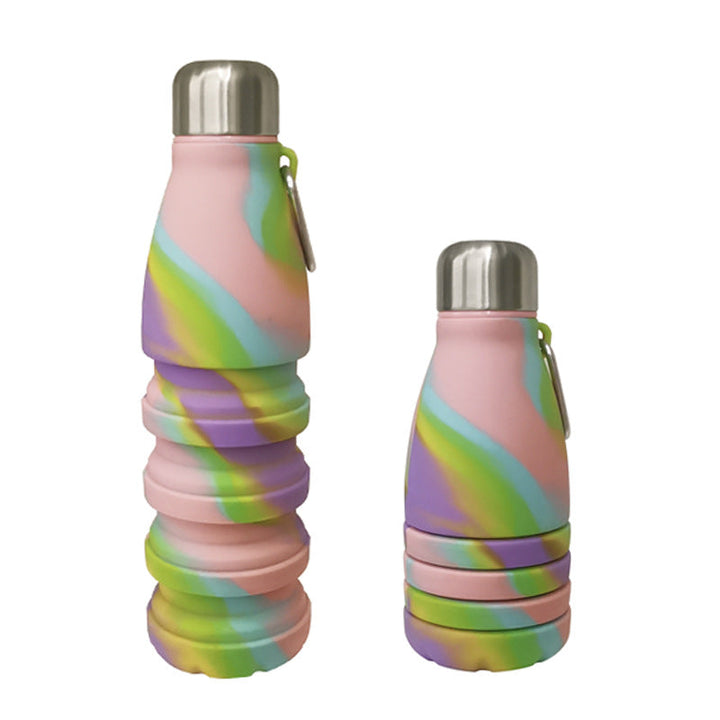 Translation missing: en.Camouflage pink Collapsible Silicone Water Bottle - Portable Sports Hydration Flask with Carabiner, 550ml/300ml