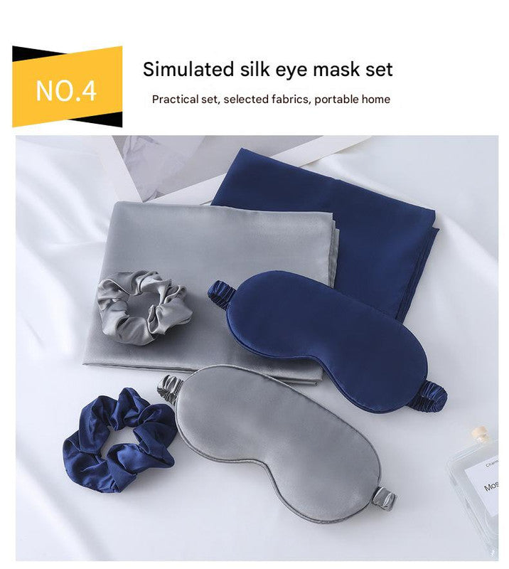 Translation missing: en.Luxury Satin Sleep Mask Gift Set,4-Piece with Pillowcase and Hair Accessories(Gold)