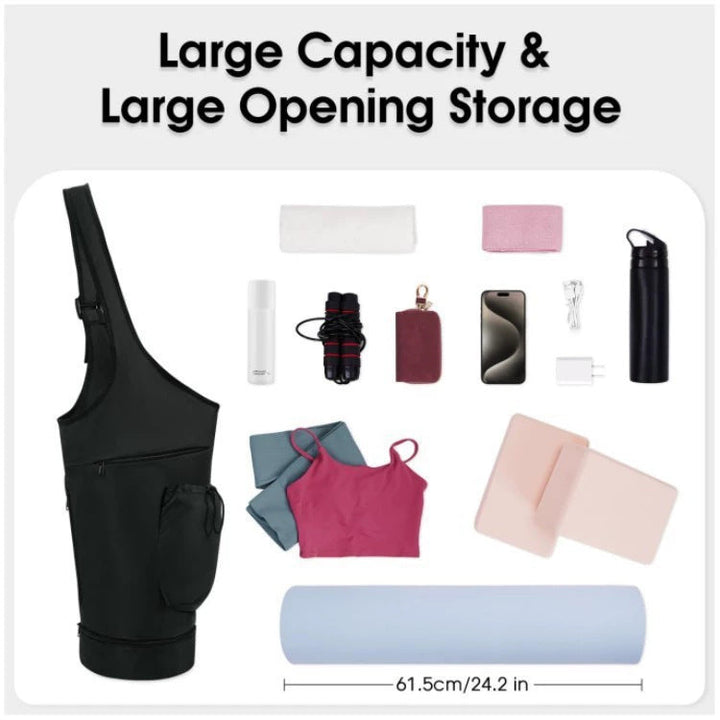 Translation missing: en.Blue All-in-One Yoga Sling Bag - Fits Mat &amp; Gear, Large Opening, Side Pockets