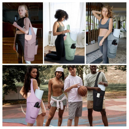 Translation missing: en.Blue All-in-One Yoga Sling Bag - Fits Mat &amp; Gear, Large Opening, Side Pockets