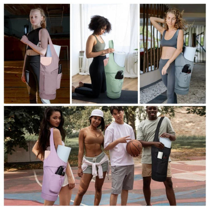 Translation missing: en.Pink All-in-One Yoga Sling Bag - Fits Mat &amp; Gear, Large Opening, Side Pockets