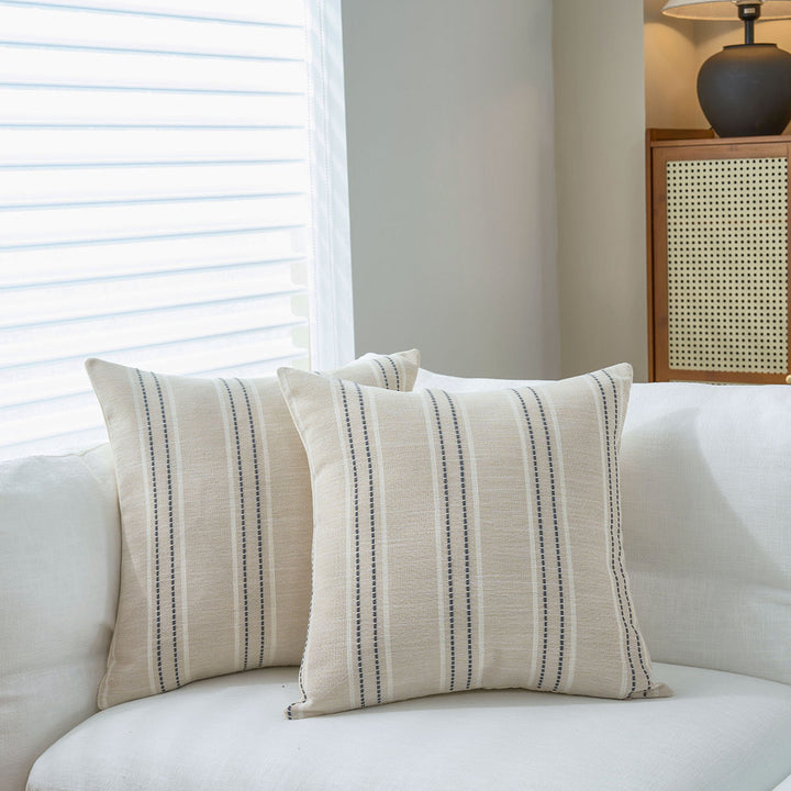 Translation missing: en.Textured Vertical Striped Pillowcases - Scandinavian Home Decor Accents (Grey Stripes Pair - 45x45cm)