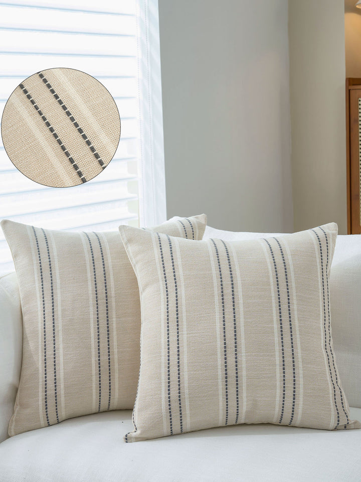 Translation missing: en.Textured Vertical Striped Pillowcases - Scandinavian Home Decor Accents (Grey Stripes Pair - 45x45cm)