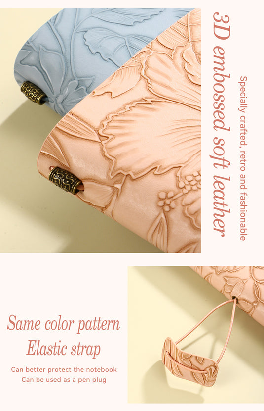 Translation missing: en.Purple 2-Pack Vintage Floral Embossed PU Leather Journals - 192 Pages Each