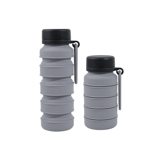 Translation missing: en.Grey and Black Collapsible Silicone Water Bottle - 510ml Portable Food-Grade Travel &amp; Sports Drink Flask