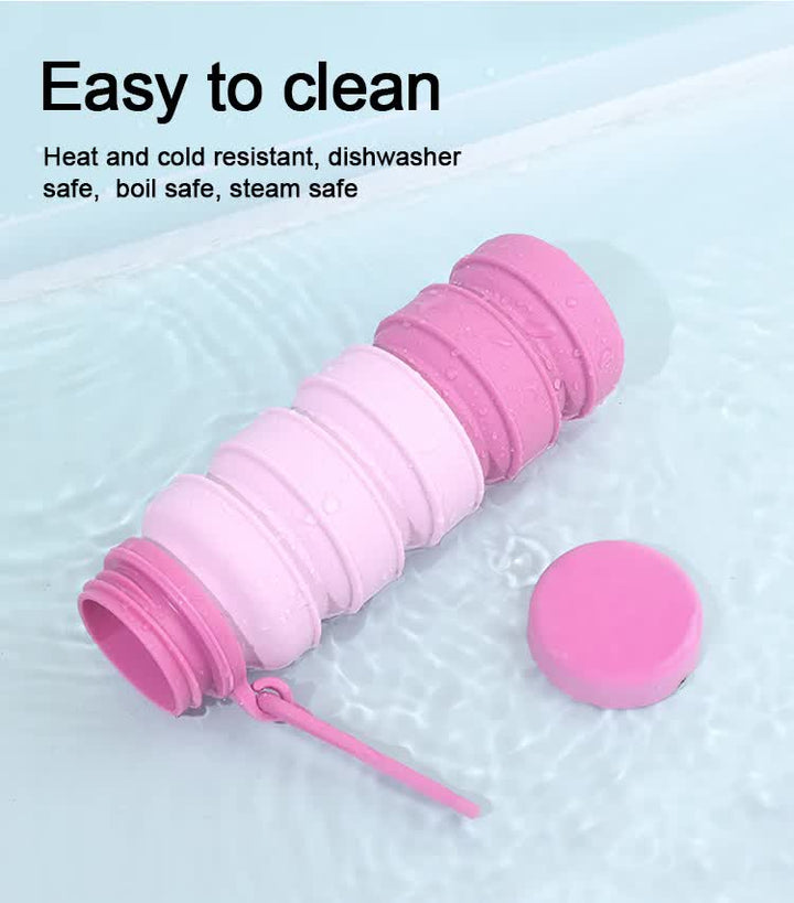 Translation missing: en.Grey and Black Collapsible Silicone Water Bottle - 510ml Portable Food-Grade Travel &amp; Sports Drink Flask