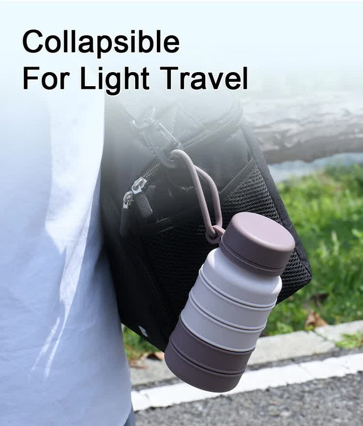Translation missing: en.Grey and Black Collapsible Silicone Water Bottle - 510ml Portable Food-Grade Travel &amp; Sports Drink Flask