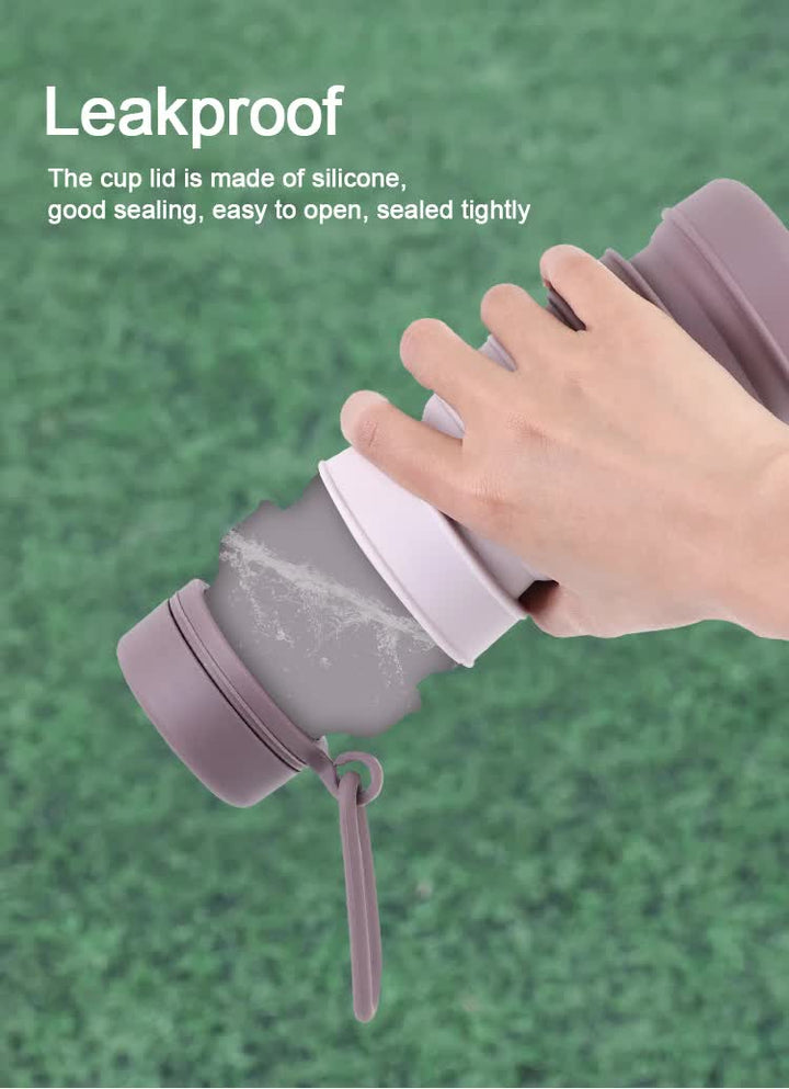 Translation missing: en.Blue and Black Collapsible Silicone Water Bottle - 510ml Portable Food-Grade Travel &amp; Sports Drink Flask