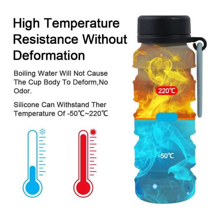 Translation missing: en.Blue and Black Collapsible Silicone Water Bottle - 510ml Portable Food-Grade Travel &amp; Sports Drink Flask
