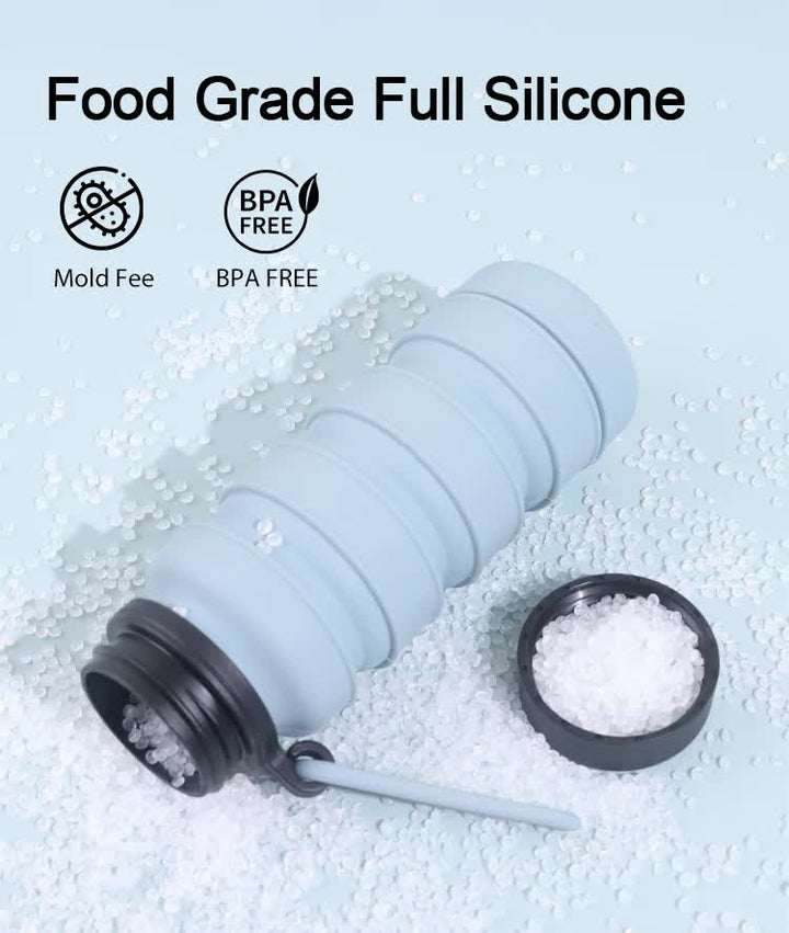 Translation missing: en.Pink Collapsible Silicone Water Bottle - 510ml Portable Food-Grade Travel &amp; Sports Drink Flask
