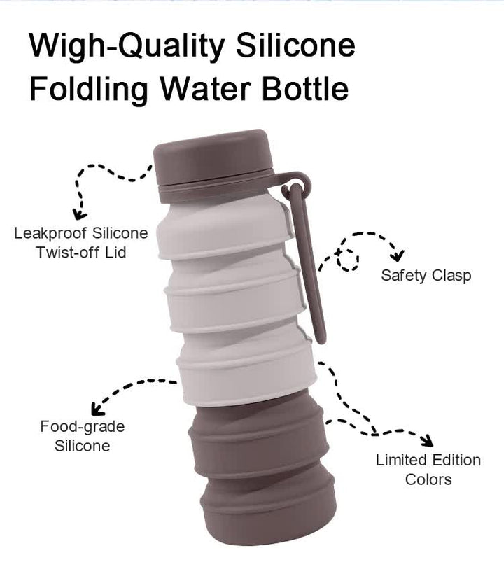 Translation missing: en.Pink Collapsible Silicone Water Bottle - 510ml Portable Food-Grade Travel &amp; Sports Drink Flask