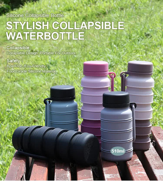 Translation missing: en.Brown Collapsible Silicone Water Bottle - 510ml Portable Food-Grade Travel &amp; Sports Drink Flask