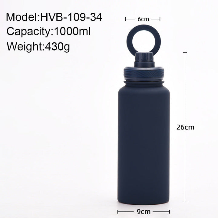 Translation missing: en.Beige 1L Stainless Steel Water Bottle with Magnetic Phone Holder Lid - Portable Hydration &amp; Hands-Free Stand