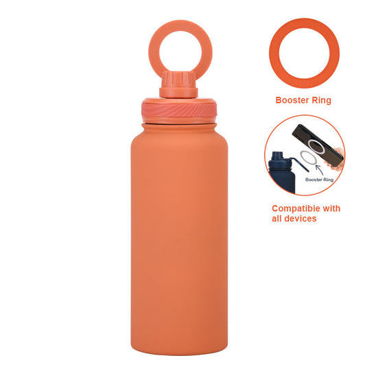 Translation missing: en.Orange 1L Stainless Steel Water Bottle with Magnetic Phone Holder Lid - Portable Hydration &amp; Hands-Free Stand