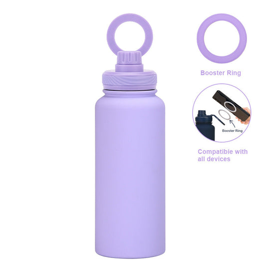 Translation missing: en.Purple 1L Stainless Steel Water Bottle with Magnetic Phone Holder Lid - Portable Hydration &amp; Hands-Free Stand