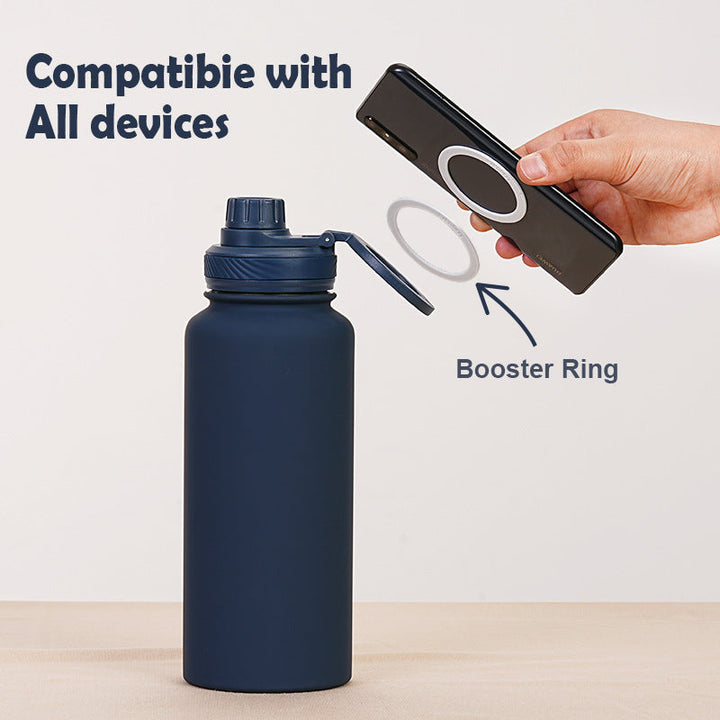 Translation missing: en.Purple 1L Stainless Steel Water Bottle with Magnetic Phone Holder Lid - Portable Hydration &amp; Hands-Free Stand