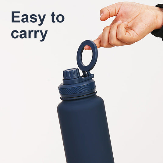 Translation missing: en.Yellow 1L Stainless Steel Water Bottle with Magnetic Phone Holder Lid - Portable Hydration &amp; Hands-Free Stand