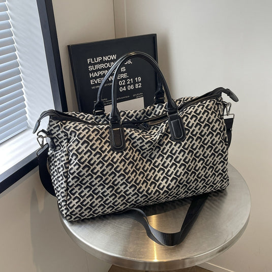 Translation missing: en.Black Stylish Geometric Pattern Travel Duffel Bag - Large Capacity Lightweight Weekender &amp; Gym Bag