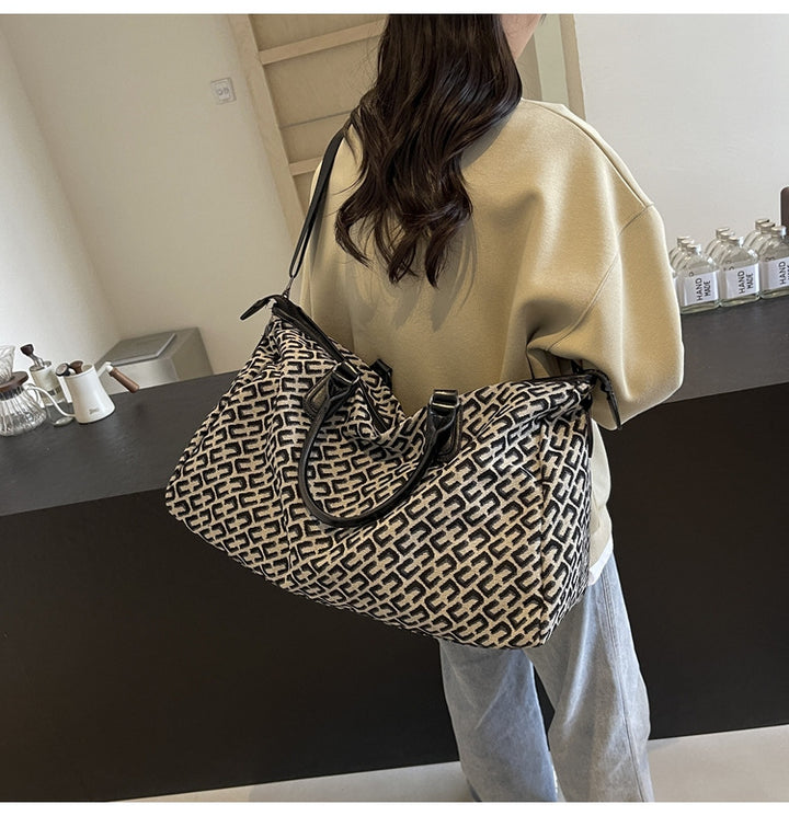Translation missing: en.Black Stylish Geometric Pattern Travel Duffel Bag - Large Capacity Lightweight Weekender &amp; Gym Bag