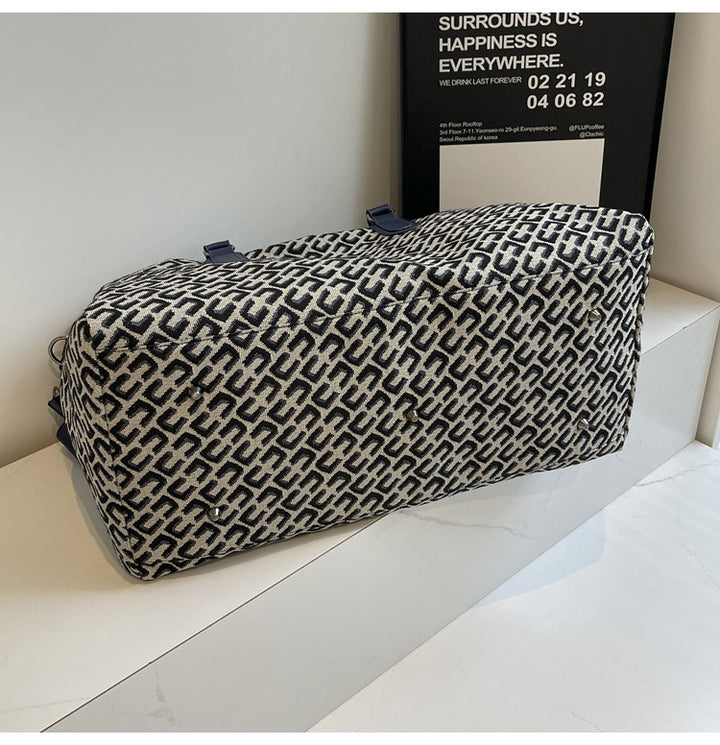 Translation missing: en.Black Stylish Geometric Pattern Travel Duffel Bag - Large Capacity Lightweight Weekender &amp; Gym Bag