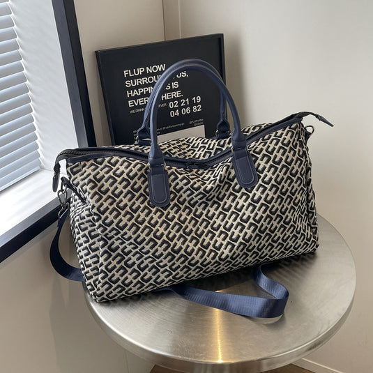 Translation missing: en.Dark Blue Stylish Geometric Pattern Travel Duffel Bag - Large Capacity Lightweight Weekender &amp; Gym Bag
