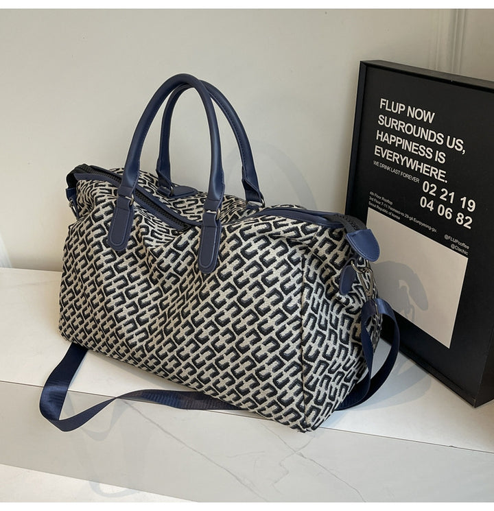 Translation missing: en.Dark Blue Stylish Geometric Pattern Travel Duffel Bag - Large Capacity Lightweight Weekender &amp; Gym Bag
