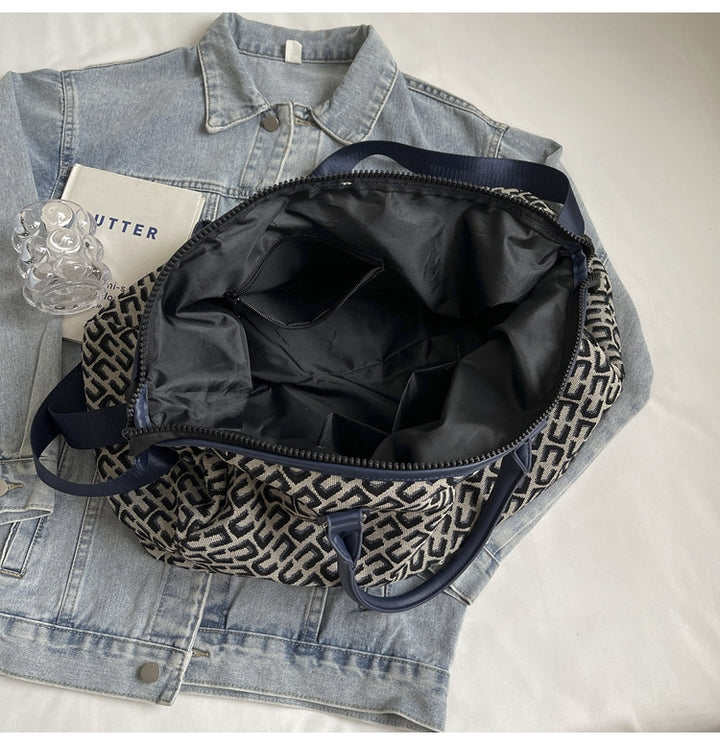 Translation missing: en.Dark Blue Stylish Geometric Pattern Travel Duffel Bag - Large Capacity Lightweight Weekender &amp; Gym Bag