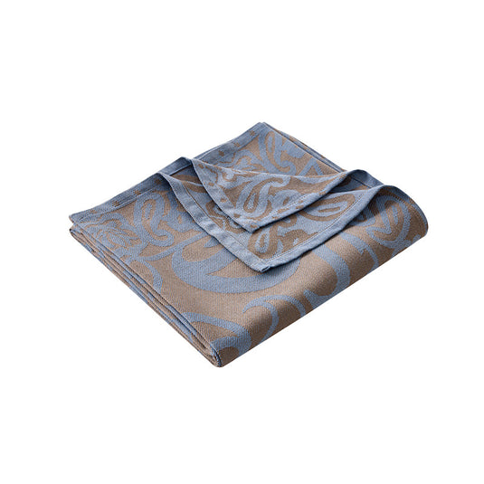Translation missing: en.Brown,Taupe and Blue Elegant Patterned Throw Blanket - Soft Polyester Nap &amp; Sofa Cover, 185x135cm Lightweight AC Blanket
