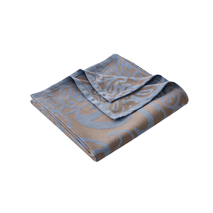 Translation missing: en.Brown,Taupe and Blue Elegant Patterned Throw Blanket - Soft Polyester Nap &amp; Sofa Cover, 185x135cm Lightweight AC Blanket